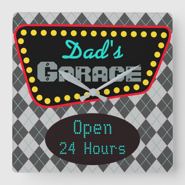 Geschenk der Garage-Wall-Uhr des klassischen Vater Quadratische Wanduhr (Vorderseite)