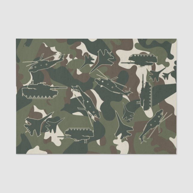 Geschenk der Streitkräfte-Tank-Helikopter-Jet-Camo Seidenpapier (Vorderseite)