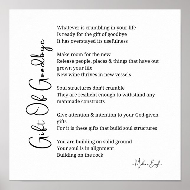 Geschenk des Abschieds ergeben Gedicht Plakatwand  Poster (Vorne)