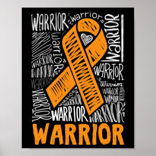 Geschenk des Blutzenkrebs-Kriegers Orange-Ribbon-B Poster