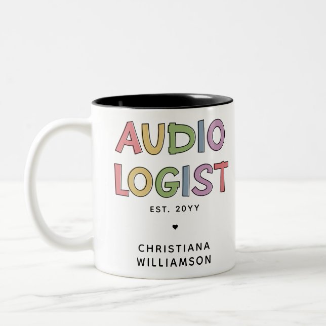 Geschenk des personalisierten Audiologen Audiology Zweifarbige Tasse (Links)