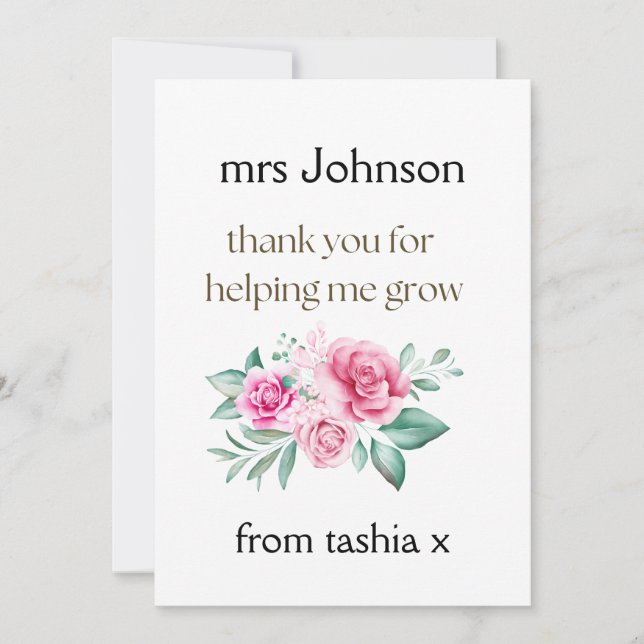 Geschenk des personalisierten Lehrers, Geschenk de Dankeskarte (Vorderseite)