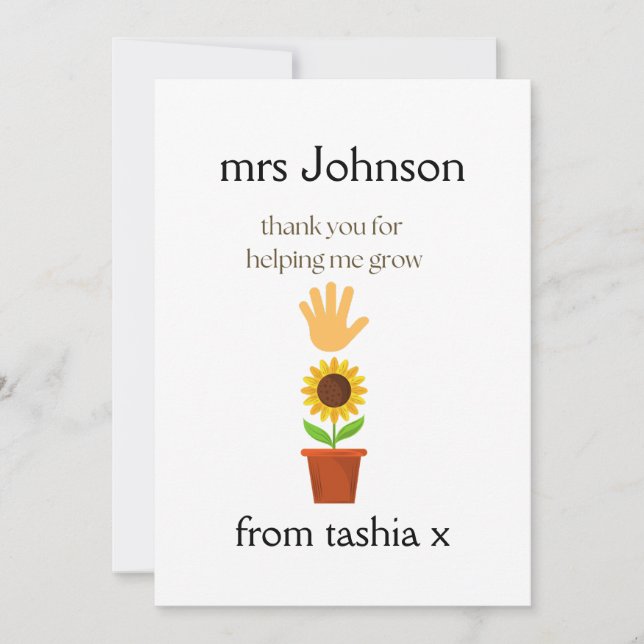 Geschenk des personalisierten Lehrers, Geschenk de Dankeskarte (Vorderseite)