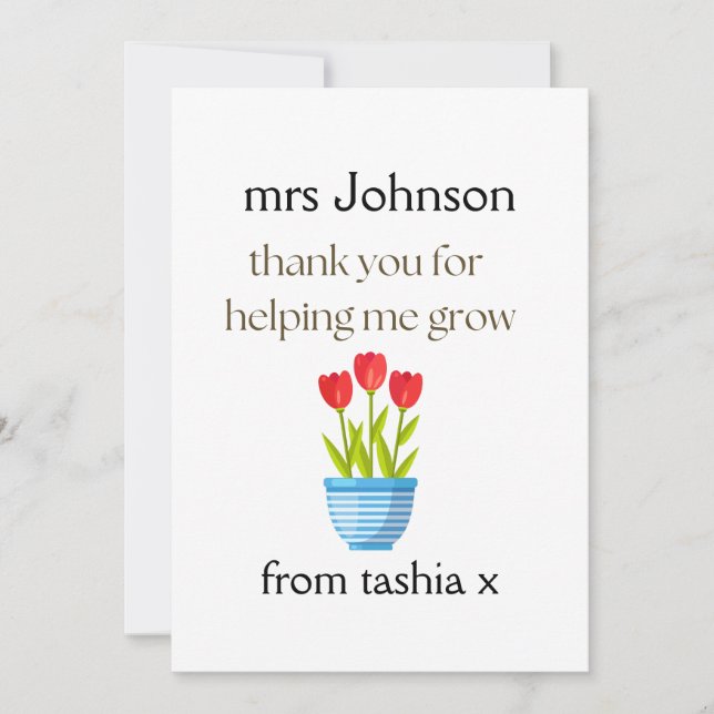 Geschenk des personalisierten Lehrers, Geschenk de Dankeskarte (Vorderseite)