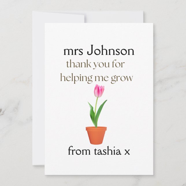 Geschenk des personalisierten Lehrers, Geschenk de Dankeskarte (Vorderseite)
