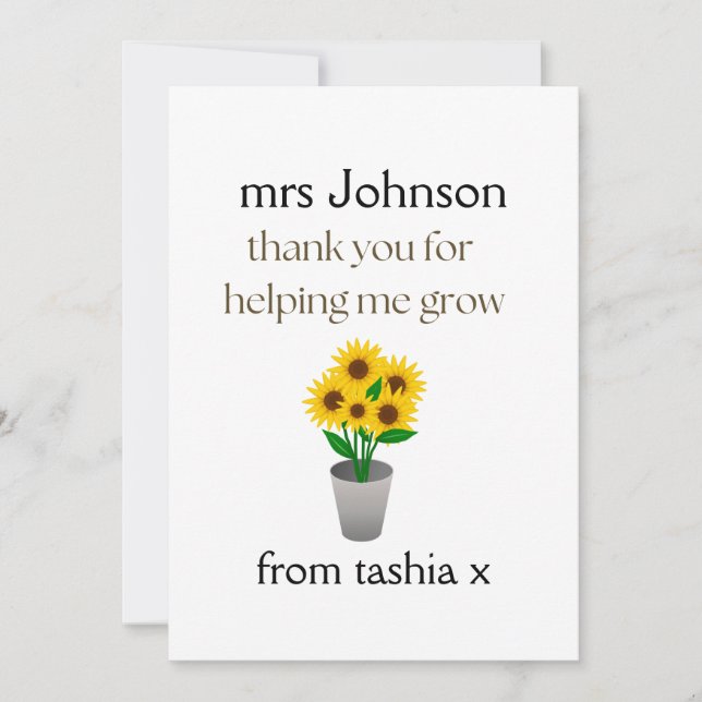 Geschenk des personalisierten Lehrers, Geschenk de Dankeskarte (Vorderseite)