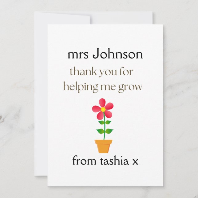 Geschenk des personalisierten Lehrers, Geschenk de Dankeskarte (Vorderseite)