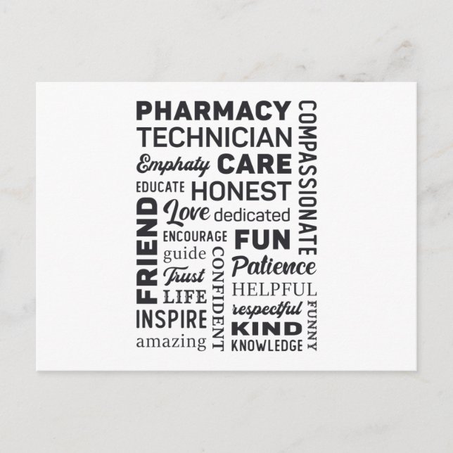 Geschenk des Pharmacy Technician Tech Medicine Postkarte (Vorderseite)