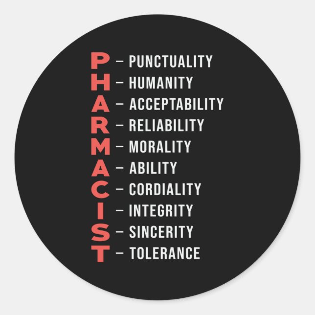 Geschenk des Pharmazeutischen Technischen Arztes Runder Aufkleber (Vorderseite)