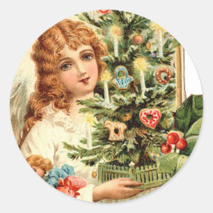 Geschenk eines Engels am Weihnachten Runder Aufkleber