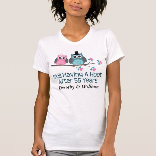 Geschenk für 55. Hochzeits-Jahrestags-Eulen-T - T-Shirt