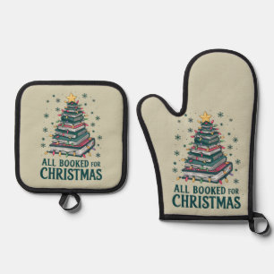 Geschenk für Bibliothekar Liebhaber zu Weihnachten Ofenhandschuh & Topflappen-Set