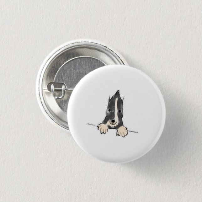 Geschenk für Border Collie-Welpen-Spitzel Button (Vorne & Hinten)