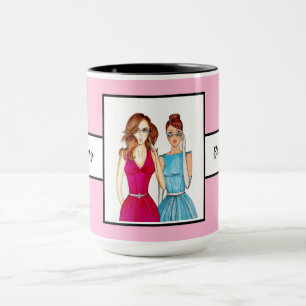 Geschenk für Bridesmaids Pink Ringer 15oz Tasse