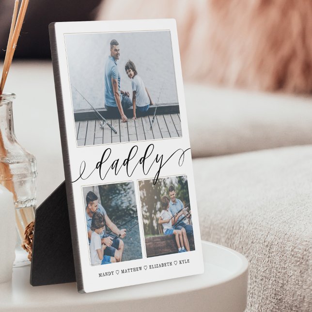 Geschenk für Daddy | Erinnerungen 3 FotoCollage Fotoplatte (Von Creator hochgeladen)