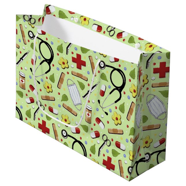 Geschenk für das Gesundheitswesen Große Geschenktüte (Vorderseite Schrägansicht)
