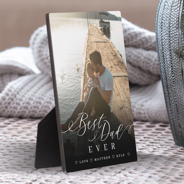 Geschenk für den besten Vater je Elegantes Script  Fotoplatte (Von Creator hochgeladen)
