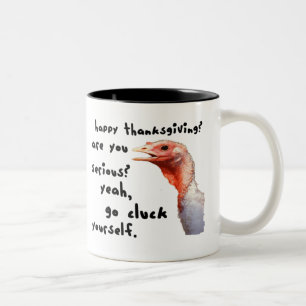 Geschenk für den Gastgeber: Lustiger Thanksgiving- Zweifarbige Tasse