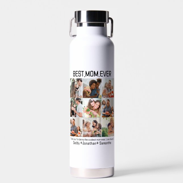 Geschenk für die beste Mama je FotoCollage Trinkflasche (Vorne)