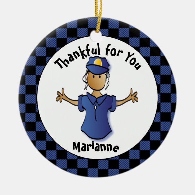 Geschenk für eine lustige Polizistin - Niedlicher  Keramik Ornament (Vorne)