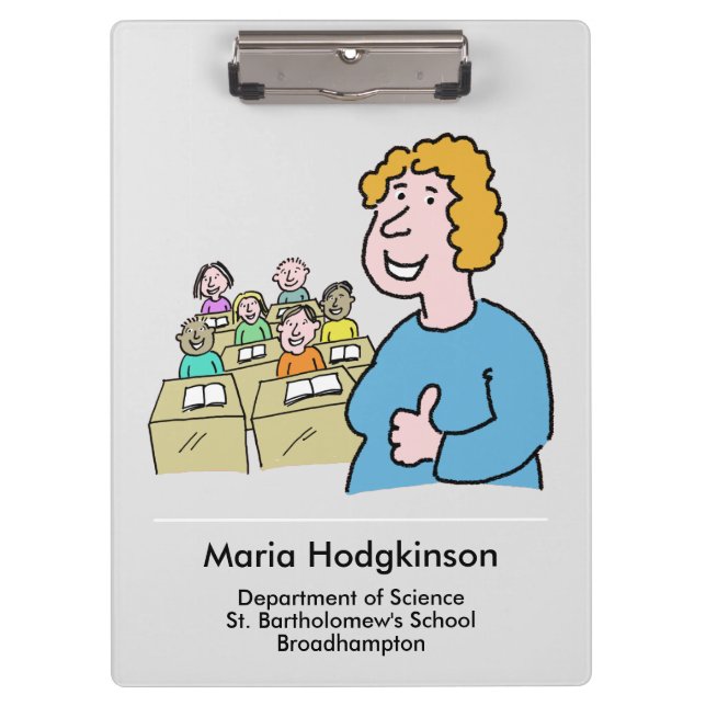 Geschenk für eine Weibliche Lehrerin. Lehrer Klemmbrett (Vorderseite)