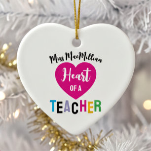 Geschenk für einen Lehrer Herz Rosa Schwarze Schri Keramik Ornament