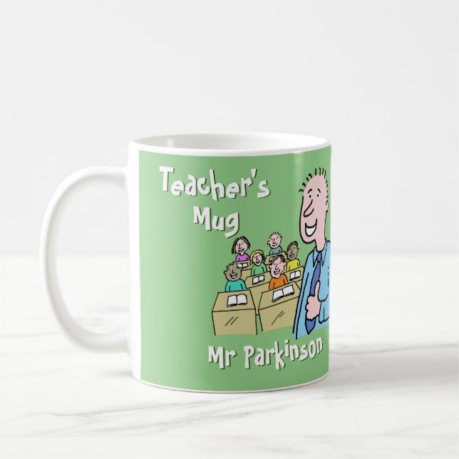 Geschenk für einen weißen männlichen Lehrer. Gesch Kaffeetasse (Links)