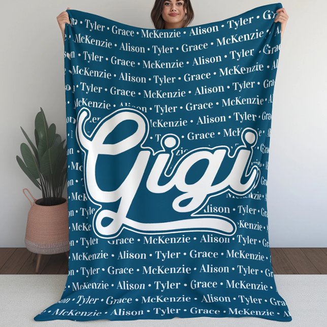 Geschenk für Gigi mit Kindernamen Fleecedecke (Gift For Gigi with Grandchildren Names Fleece Blanket (L))