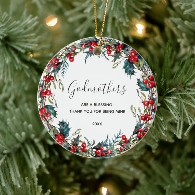 Geschenk für Godparent Vorschlag von Godchild Keramik Ornament (Baum)
