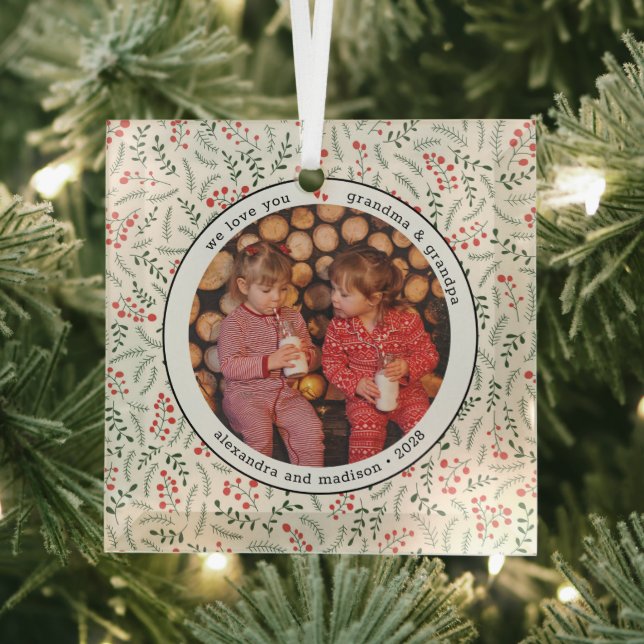 Geschenk für Großeltern Grandchildren Foto Glass Ornament Aus Glas (Insitu)