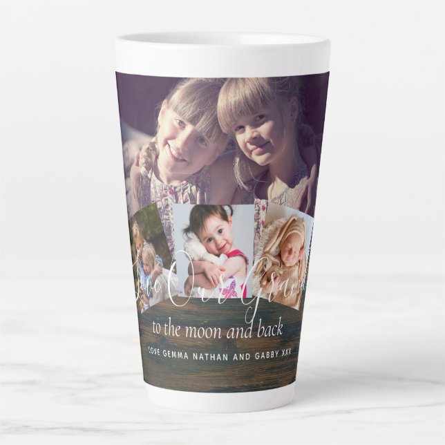 Geschenk für Großmutter Opa FotoCollage Großeltern Milchtasse (Vorderseite)