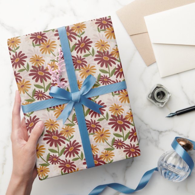 Geschenk für Herbst-Orange- und Maroon-Blume Geschenkpapier (Schenken)