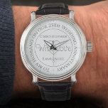Geschenk für Husband. 25. Hochzeitstag Armbanduhr<br><div class="desc">Geschenkuhr für Ehemann bei einem Hochzeitstag. Besondere Uhr mit Einschreibung. 25. Hochzeitstag Geschenk. Watch hat eine Inschrift und die Meldung "Mit Liebe". Auch die Namen jedes Partners. Weiße Uhr. Hochzeitstag Uhr für den Mann.</div>
