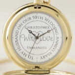 Geschenk für Husband. 50. Hochzeitstag Taschenuhr<br><div class="desc">Die zeitlose Geschenktaschenuhr, ein perfektes Geschenk für Ihren geliebten Ehemann bei Ihrem Hochzeitstag. Dieses exquisite Zeitstück ist sorgfältig mit beiden Namen personalisiert, dem bedeutsamen Jubiläumsdatum, und einer herzlichen Botschaft "Mit Liebe". Diese einzigartige Touch verwandelt die Taschenuhr in einen wahrhaft besonderen Sake und symbolisiert Ihre dauerhafte Bindung und Liebe. Diese mit...</div>