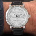 Geschenk für Husband auf seiner 60. Geburtstagssch Armbanduhr<br><div class="desc">Geschenke Uhr für den Mann an seinem Geburtstag. Besondere Uhr mit Einschreibung. Geburtstagsgeschenk. Watch hat eine Inschrift und die Meldung "Mit Liebe". Auch die Namen jedes Partners. Weiße Uhr.</div>