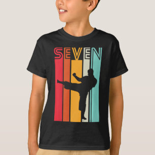 Geschenk für Kinder zum 7. Geburtstag Karate Retro T-Shirt