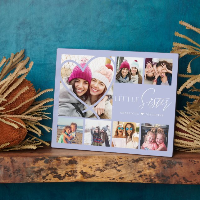 Geschenk für kleine Schwester 7 Foto Collage Herz  Fotoplatte (Seite)
