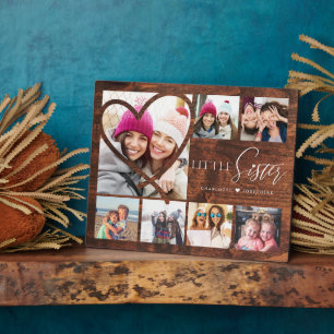 Geschenk für kleine Schwester 7 Foto Collage Holz  Fotoplatte
