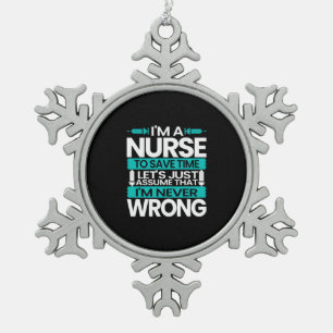 Geschenk für Krankenschwester Ich bin Krankensch Schneeflocken Zinn-Ornament
