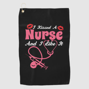 Geschenk für Krankenschwester Ich küsste eine Kr Golfhandtuch