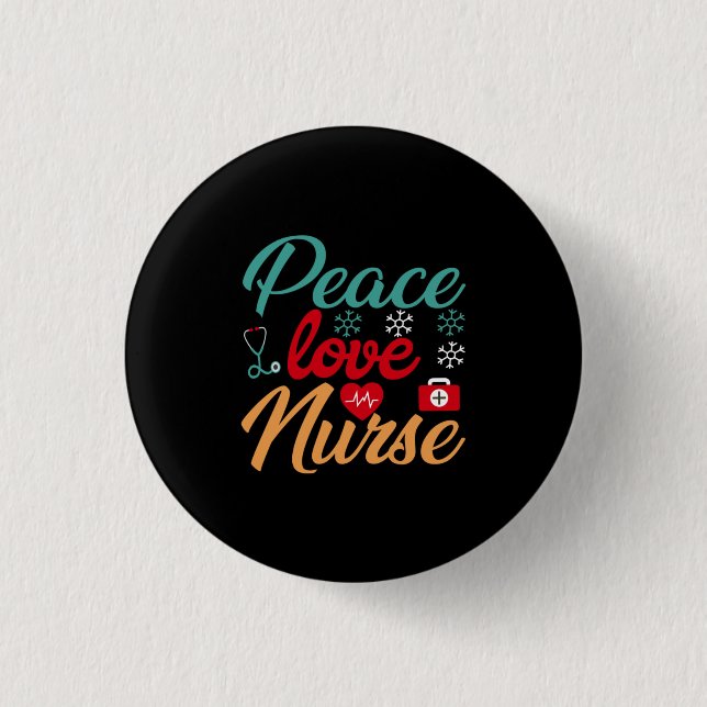 Geschenk für Krankenschwester | Liebe für Frieden Button (Vorderseite)