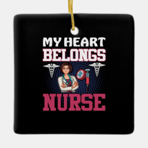 Geschenk für Krankenschwester   Mein Herz gehört d Keramikornament