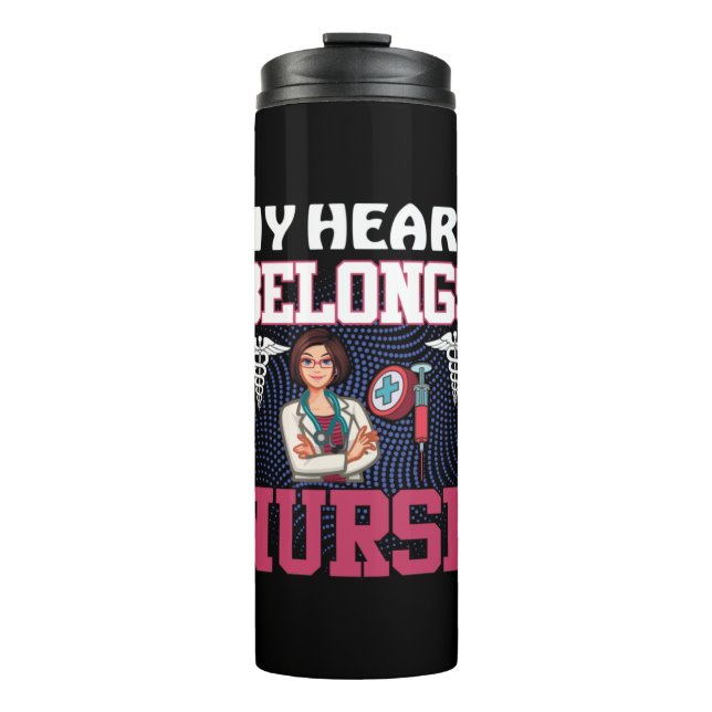 Geschenk für Krankenschwester | Mein Herz gehört d Thermosbecher (Vorderseite)