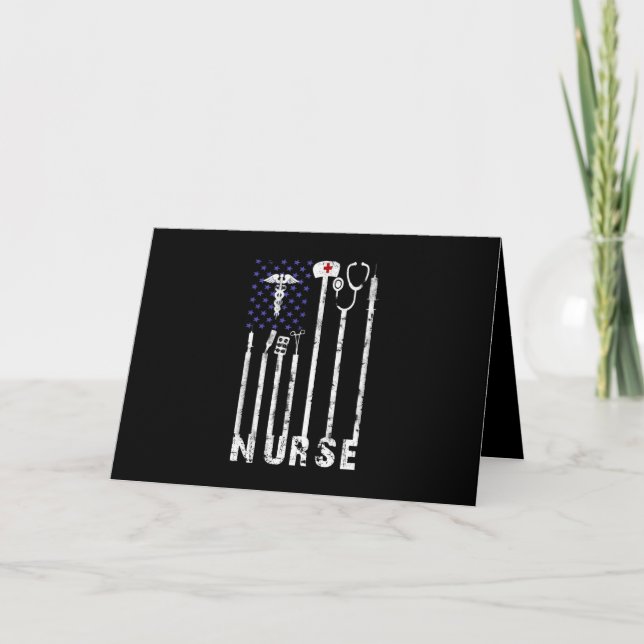 Geschenk für Krankenschwester | Nurse American Fla Karte (Vorderseite)