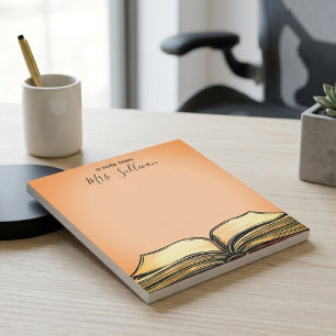 Geschenk für Lehrer im offenen Buch Notizblock