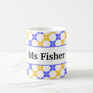 Geschenk für Lehrer zum Jahresende Retro-Blumen mi Kaffeetasse
