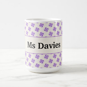 Geschenk für Lehrer zum Jahresende Retro Lila Blum Kaffeetasse
