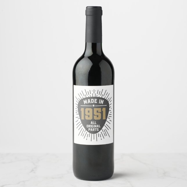 Geschenk für Made im Jahr 1951 Weinetikett (Vorderseite)