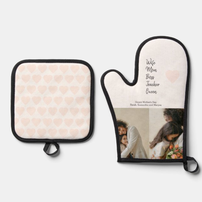 Geschenk für Mama, Chef, Lehrer oder Ehefrau - Ofenhandschuh & Topflappen-Set (Vorderseite)