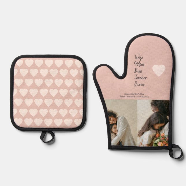 Geschenk für Mama, Chef, Lehrer oder Ehefrau - Ofenhandschuh & Topflappen-Set (Vorderseite)
